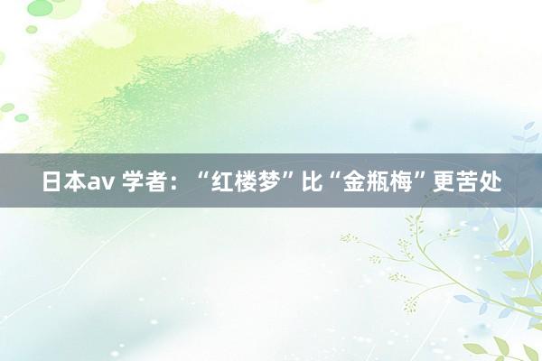 日本av 学者：“红楼梦”比“金瓶梅”更苦处