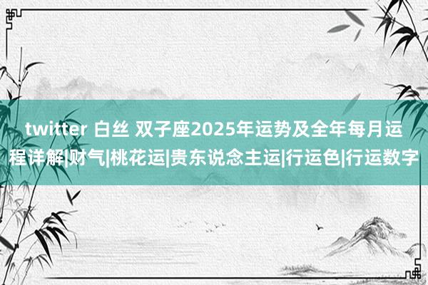twitter 白丝 双子座2025年运势及全年每月运程详解|财气|桃花运|贵东说念主运|行运色|行运数字