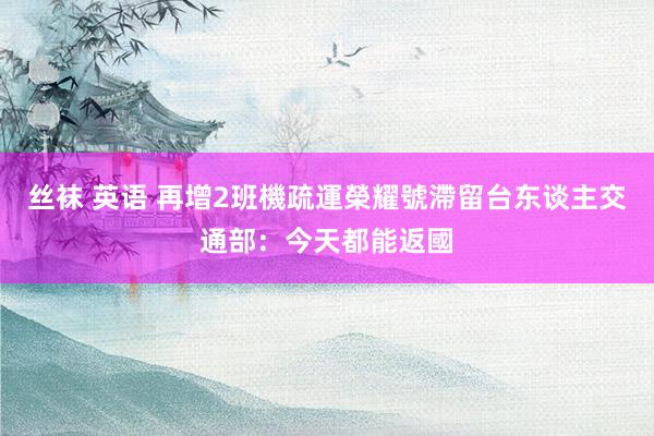 丝袜 英语 再增2班機疏運榮耀號滯留台东谈主　交通部：今天都能返國