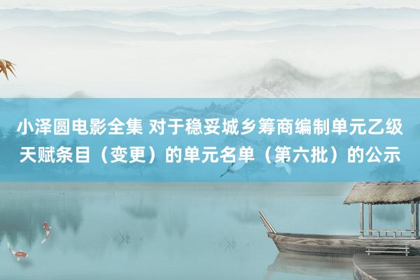 小泽圆电影全集 对于稳妥城乡筹商编制单元乙级天赋条目（变更）的单元名单（第六批）的公示