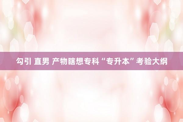 勾引 直男 产物瞎想专科“专升本”考验大纲