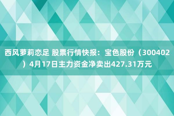 西风萝莉恋足 股票行情快报：宝色股份（300402）4月17日主力资金净卖出427.31万元