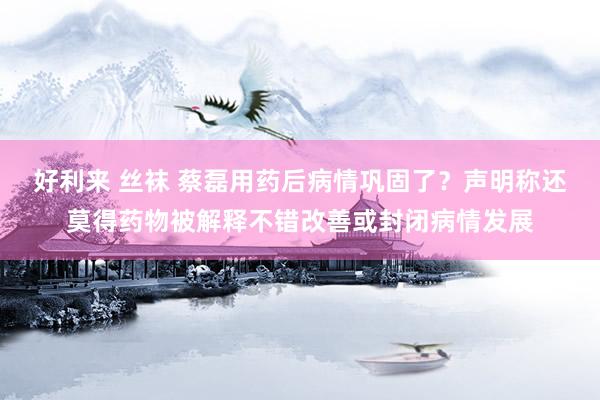 好利来 丝袜 蔡磊用药后病情巩固了？声明称还莫得药物被解释不错改善或封闭病情发展