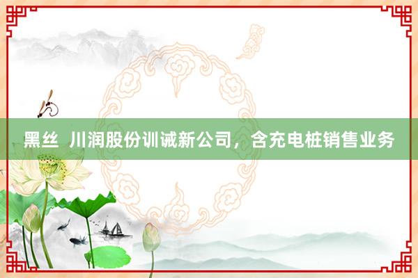 黑丝  川润股份训诫新公司，含充电桩销售业务