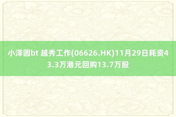 小泽圆bt 越秀工作(06626.HK)11月29日耗资43.3万港元回购13.7万股